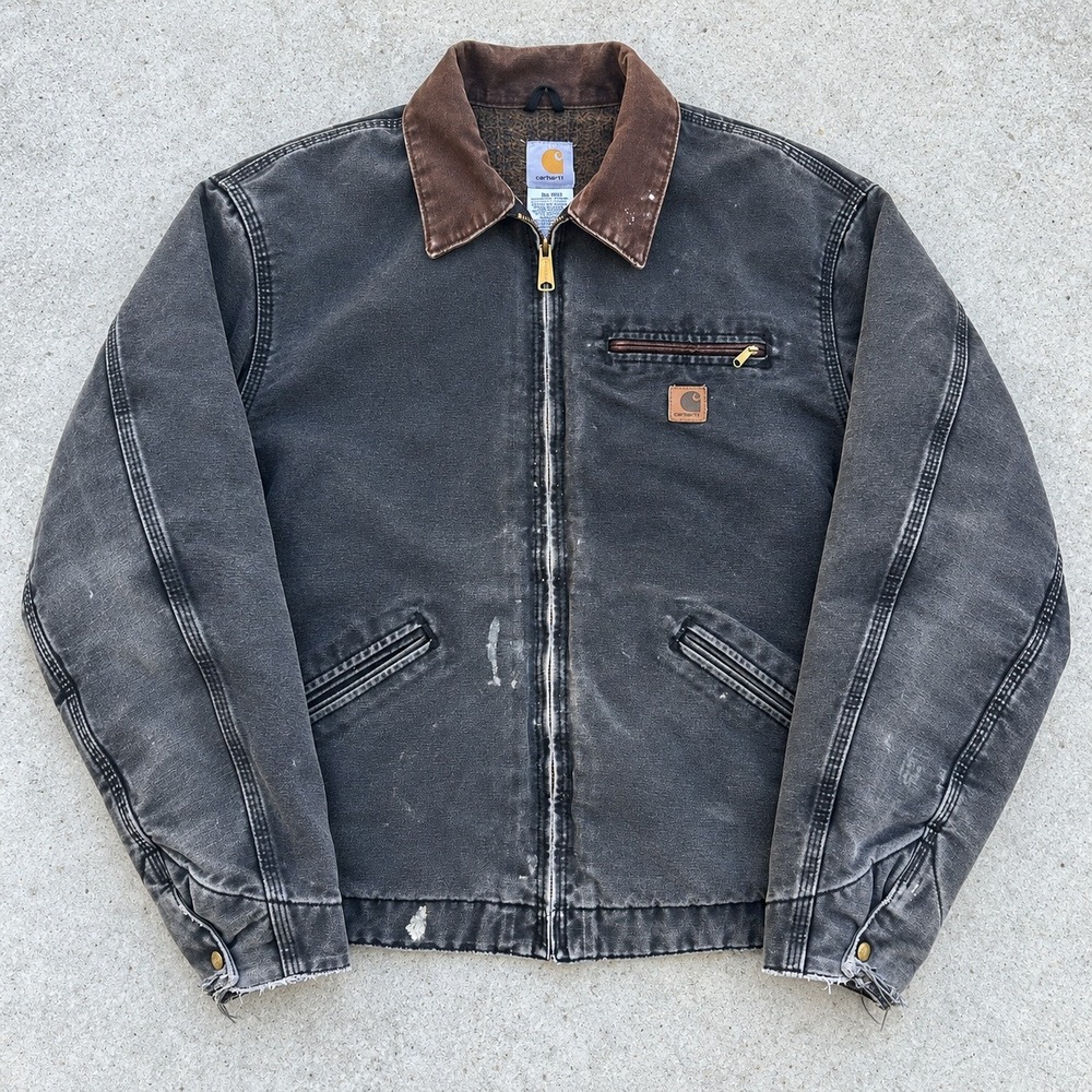 Carhartt J97 BLK Detroit Jacket XL Tall Black Vintage Faded Distressed Workwear